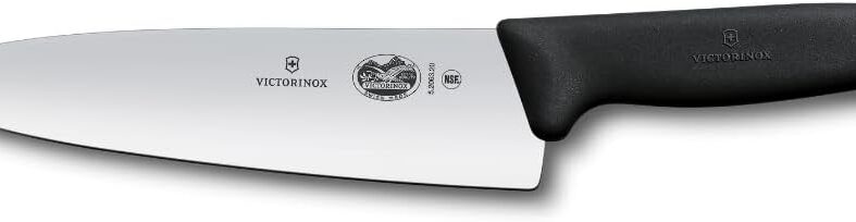 Victorinox Fibrox Pro 8 Inch Chef’s Knife, Dishwasher Safe, Black | Ergonomic TPE non-slip handle for professional chopping, slicing, and dicing. Swiss made, dishwasher safe kitchen tool