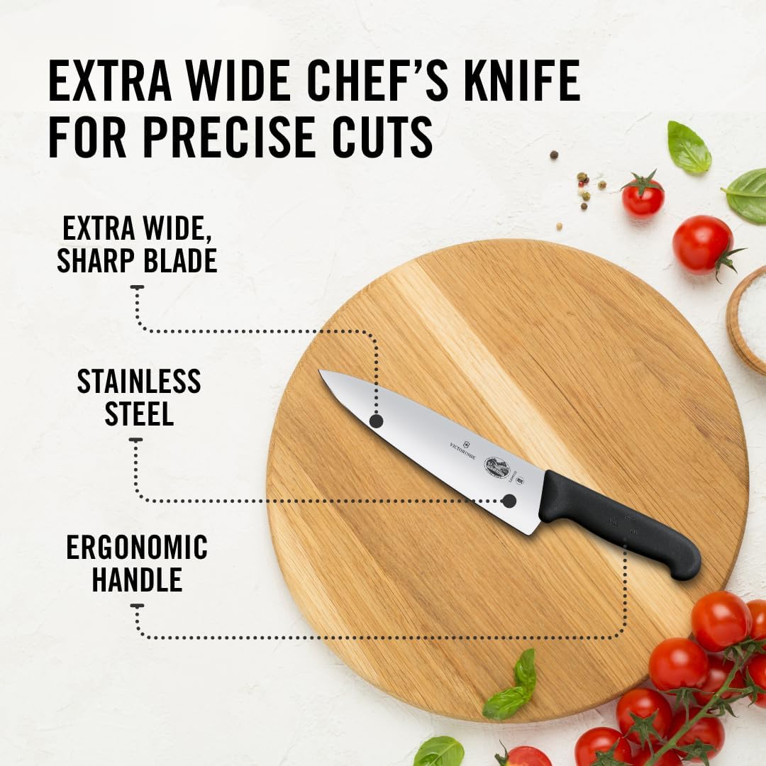 Victorinox Fibrox Pro 8 Inch Chef’s Knife, Dishwasher Safe, Black | Ergonomic TPE non-slip handle for professional chopping, slicing, and dicing. Swiss made, dishwasher safe kitchen tool - Image 5